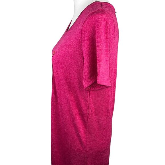 New Jessica Simpson Raspberry Pink T-Shirt Dress Medium MIDI Side Slits - Picture 2 of 8
